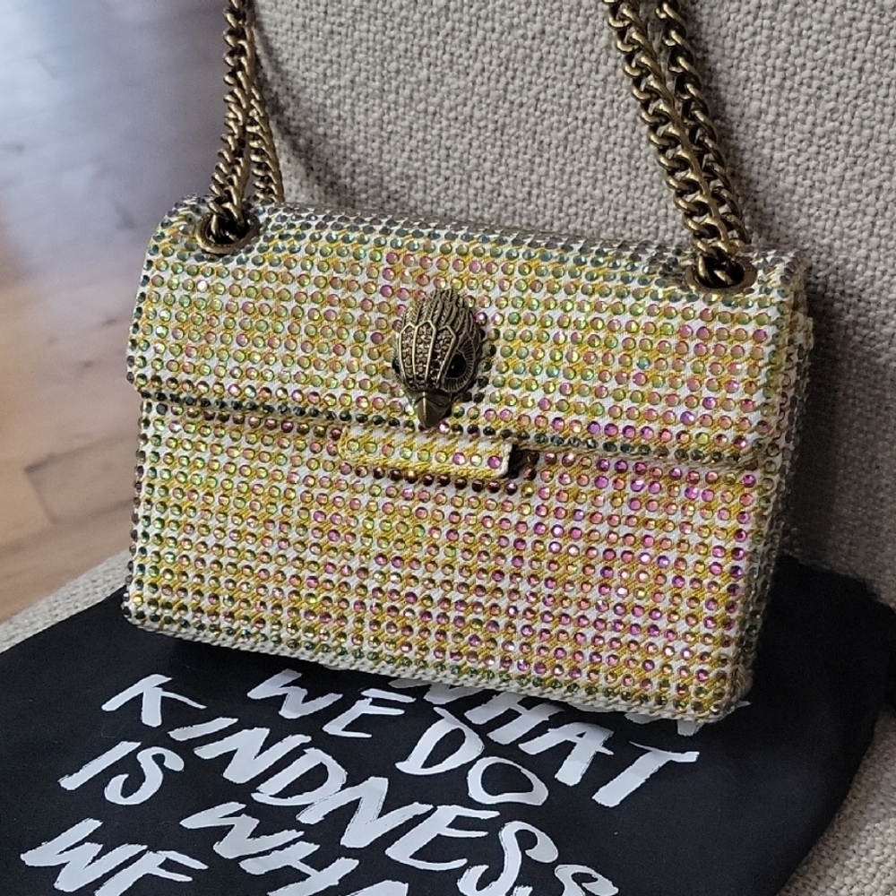 Kurt Geiger - THE KENSINGTON | Elegant Gold Crystal Shoulder Bag